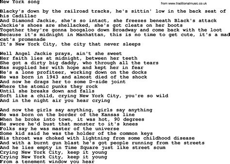 Bruce Springsteen song: New York Song, lyrics
