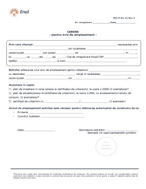Cerere Aviz Amplasament Electrica - Fill and Sign Printable Template Online