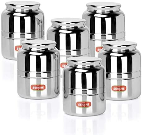 Serene Stainless Steel 6PC Multipurpose Storage Kitchen Canister|Unique ...