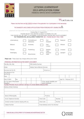 Fillable Online Letsema learnership 2013 application form - University ...