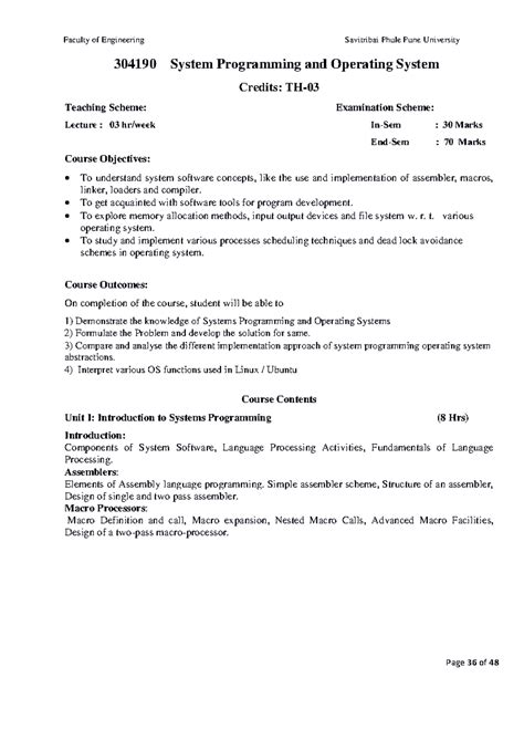 SPOS 304190 - System Programming & Operating Systems Syllabus - Studocu