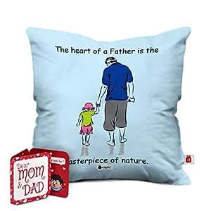 Buy Indigifts Dad Father Holding Daughter's Little Hand Printed Blue ...