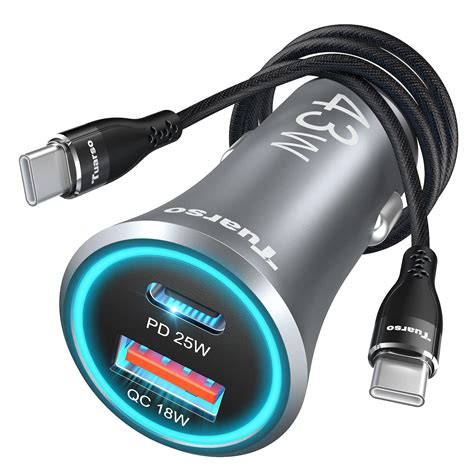 Tuarso 43W Car Charger Fast Charging,Tuarso Aluminum Alloy Car Mobile ...