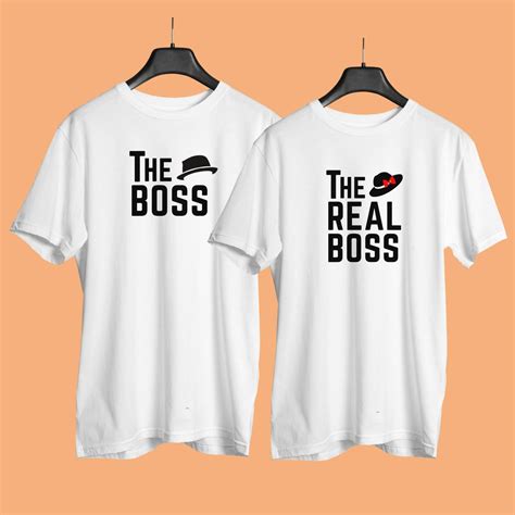 The Boss The Real Boss White Couple T shirts