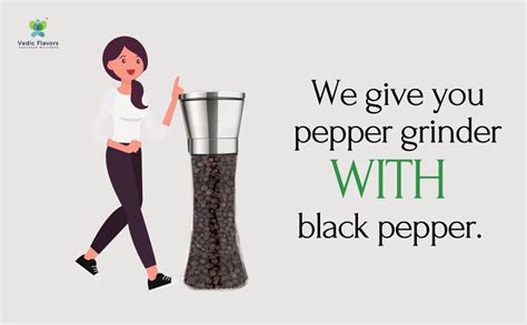 Buy Vedic Flavors Pepper Grinder with Free Black Pepper Whole, 250g ...