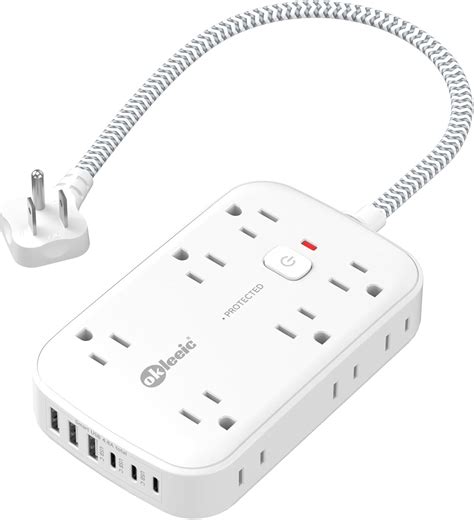 Amazon.com: Flat Outlet Extender with 12 Inch Cord, Surge Protector ...