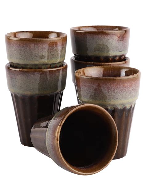 Buy Miah Décor Tea Chai Milk Coffee Small Glass/Cups/Mug (Brown & Grey ...