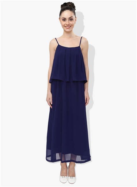 Navy Blue Georgette Dress With Flap Panel – #ASHTAG