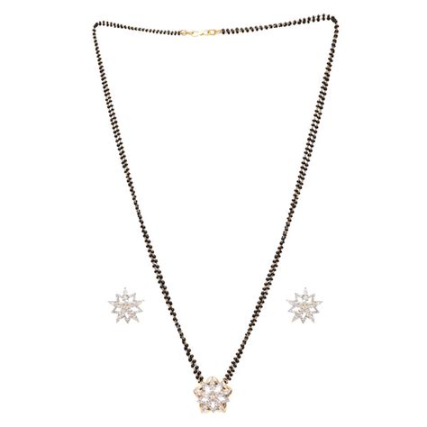 Sparkling Mangalsutra Necklace Set with Starry Floral Motifs – VOYLLA