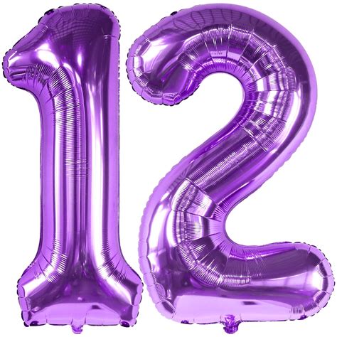 KatchOn, Huge Purple 12 Balloon Number - 40 Inch, Number 12 Balloon | 12th Birthday Decorations ...