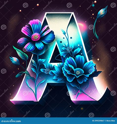 Alphabetic Font with Flowers. Letter a. Vector Illustration Stock Illustration - Illustration of ...