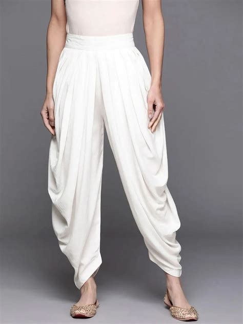 Buy White Solid Rayon Salwar Pants Online at Rs.749 | Libas