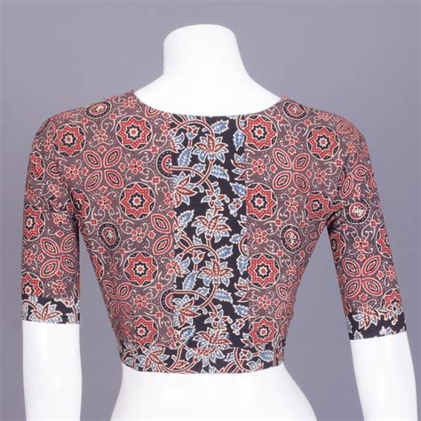 Brown Ajrakh Printed Patch Work Cotton Blouse 10068138 – Avishya.com