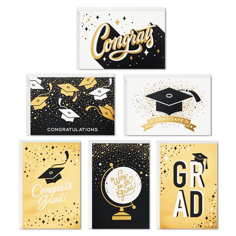 Hallmark Graduation Cards Assortment, Black and Gold (36 Cards and Envelopes, 6 Designs ...