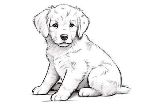 Cute Puppy Drawing - Coloring Page