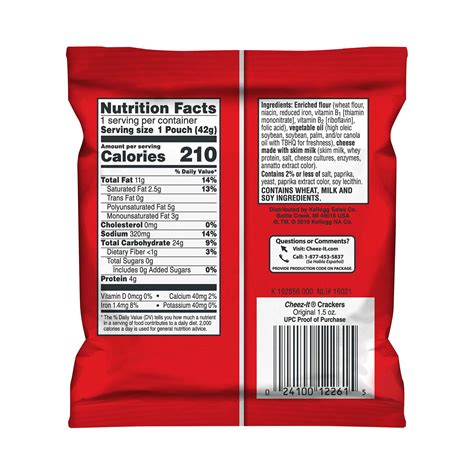 Cheez Its Nutrition Label