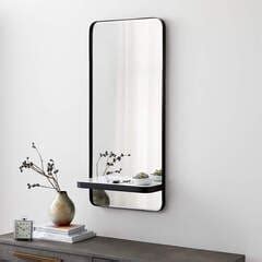 Sutton Gunmetal Mirror with Shelf | Crate and Barrel UAE