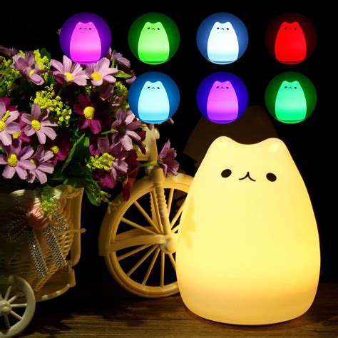 GLOWSERIES Kitty Night Lamp for Kids, Cat Night Lamp, 7 Color Cute ...