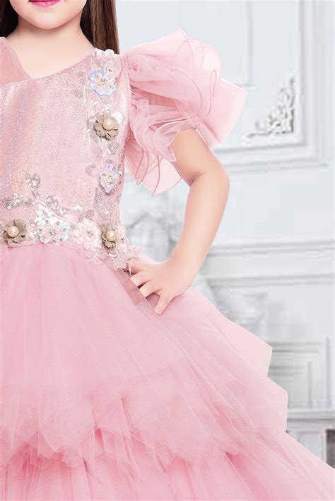 Enchanting Blossom: Baby Pink 3-Step Layered Gown for Little Princesse ...