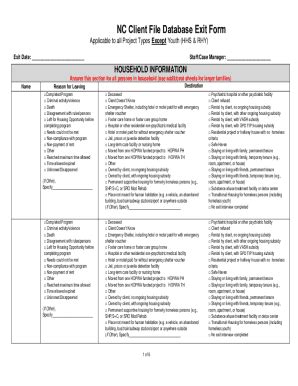 Fillable Online NC Client File Database Exit Form Fax Email Print ...