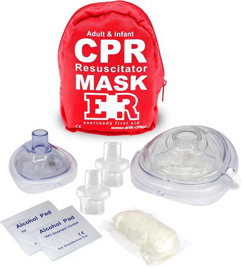 Ever Ready First Aid CPR Mask Combo Kit with Gloves and Alcohol Prep ...