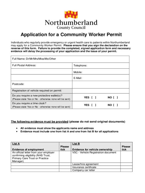 Fillable Online Blue Badge Application Form - Northumberland Fax Email ...