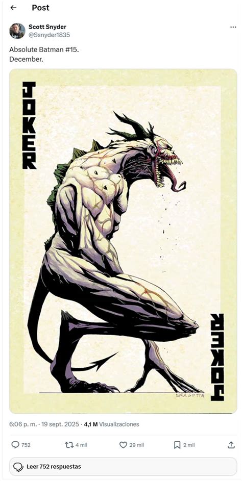 Primera imagen de la brutal transformación del Joker en Absolute Batman