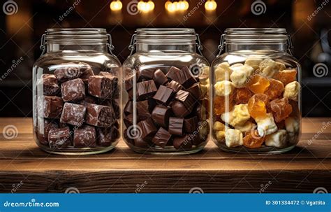 Glass Jars with Different Chocolate Candies Stock Illustration ...