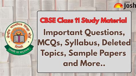 CBSE Class 11 Study Material 2026: Download Important Questions, MCQs ...