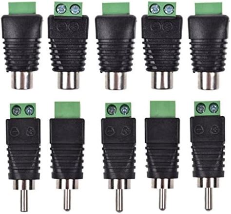 Buy Lemoy 10-Pack Phono RCA Male and Female Plug to AV Screw Terminal ...