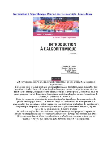 Image result for Introduction A L'Algorithmique