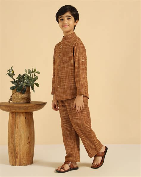 Brown Pure Cotton Handloom Cotton Boys Co-Ord Set – Bug and Bees