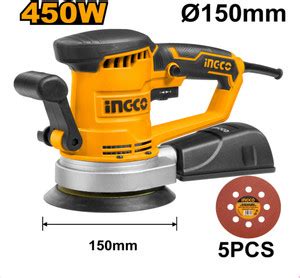 INGCO Rotary Sander 450W, 4000 - 13000 RPM Variable Speed, with 150mm ...