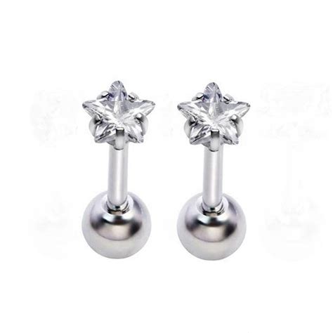 Buy SAZ DEKOR Pair Steel Barbell Zircon Cartilage Helix Tragus Lip ...