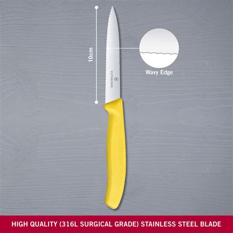 Buy SwissClassic Paring Knife,pointed Tip,wavy,10 Cm,yellow Online at ...