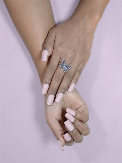 Delicate Rose Press On Nails | Pinkish Nude Blush Artificial Nails ...
