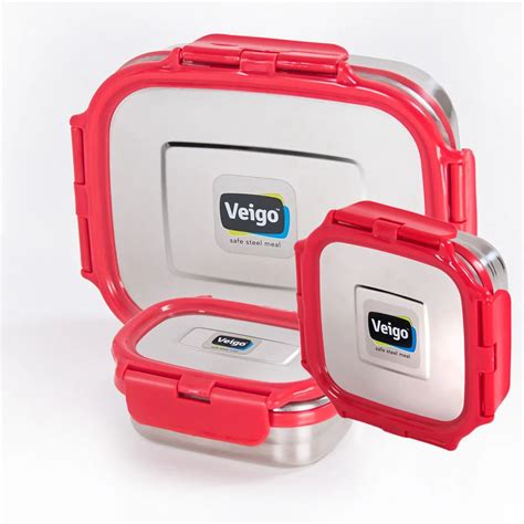 Veigo Celebration- Set of 3 Stainless Steel Leakproof Lunch Boxes(Read ...