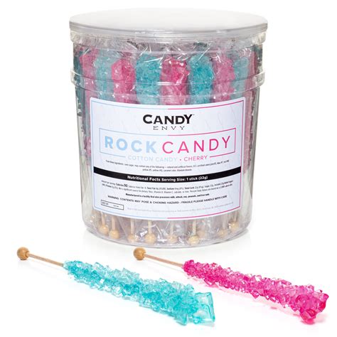 Candy Envy Light Blue and Light Pink Rock Candy Sugar Stick, 36 Count ...
