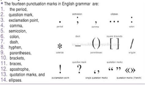 name 14 types of punctuation mark with their symbols - Brainly.in