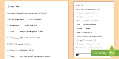 "Is" or "Are"? Worksheet