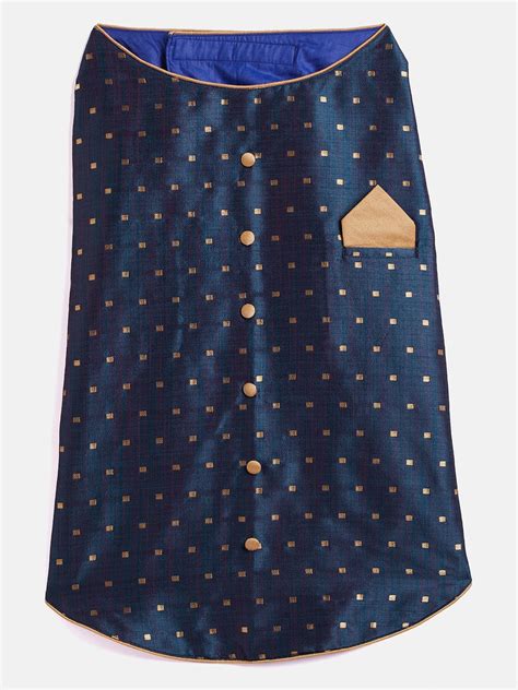 VASTRAMAY Dogs' Blue And Gold Silk Blend Ethnic Jacket – vastramay