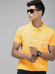 U.S. POLO ASSN. Solid Men Polo Neck Yellow T-Shirt - Buy U.S. POLO ASSN ...