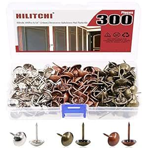 Hilitchi 300-Pcs [3-Color] 9/16''(14mm) Antique Upholstery Nails Tacks ...