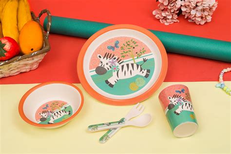 Zebra Cartoon Round Shape Bamboo Fiber Food Plate , Anti-Bacterial Bam ...