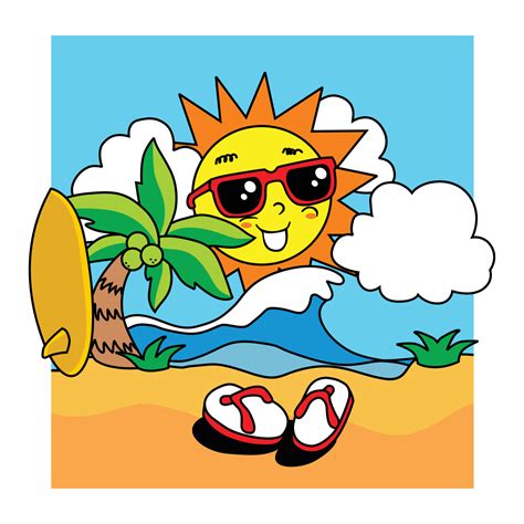 Summer cartoon illustration in vector style 21571757 Vector Art at Vecteezy