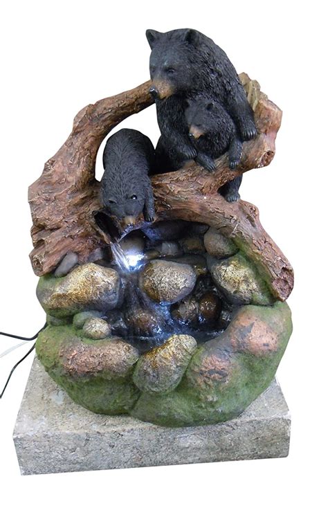 Hi-Line Gift Ltd Ma Bear with Two Cubs on Branch Fountain with Led ...