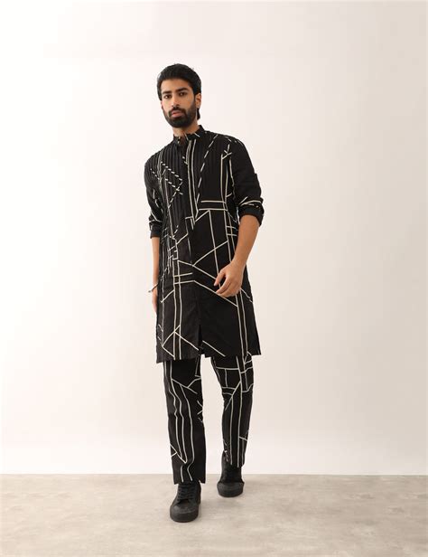 AADI GLASS KURTA SET - BLACK – Son Of A Noble
