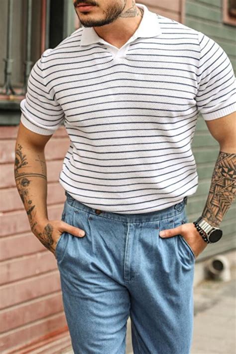 COOL TARZ Çizgili Polo Yaka T-Shirt Beyaz - Fiyatı, Yorumları