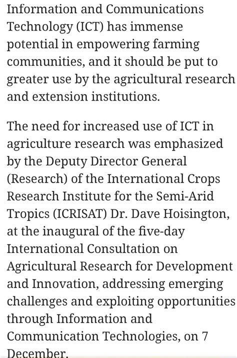 Role of information and communication technology in agriculture ...