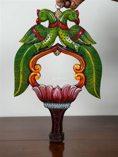 Wooden Parrot Wall Decor/Mirror | 18" | Painted – Kirtan Arts